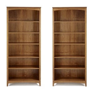Home Square 72&quot Shaker Style Solid Wood Bookcase in Cherry - Set of 2