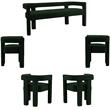 5 Piece Boulce Upholstered Dining Chairs and Bench Set in Green