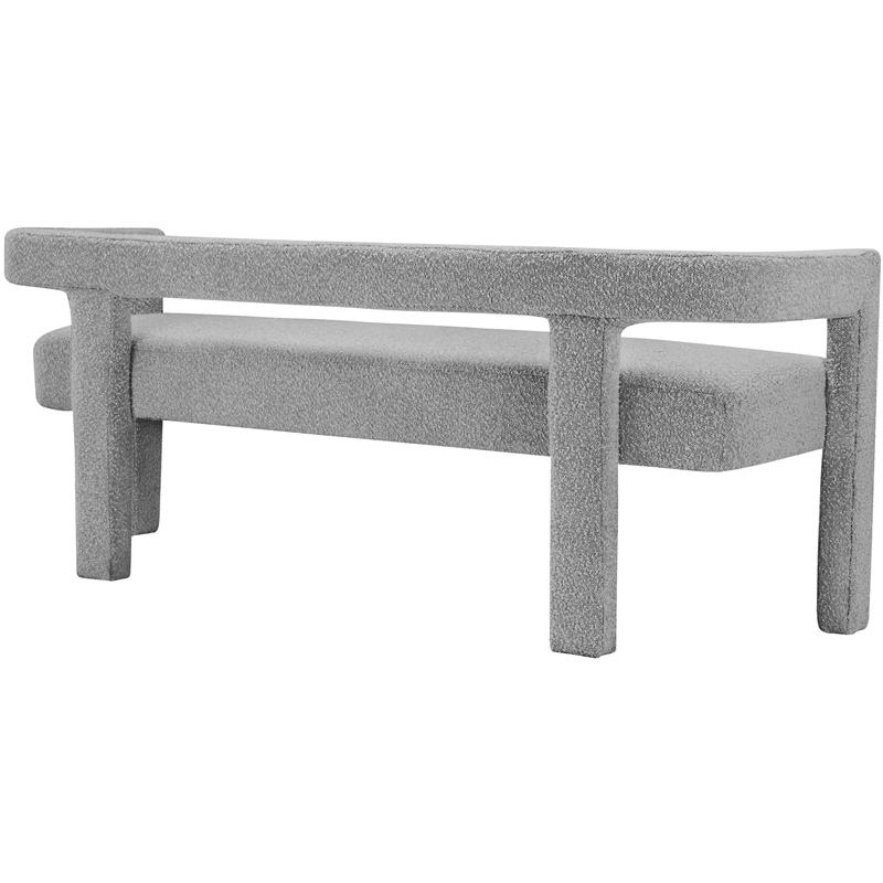 5 Piece Boulce Upholstered Dining Chairs and Bench Set in Gray