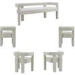 5 Piece Boulce Upholstered Dining Chairs and Bench Set in Gray
