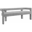 3 Piece Boulce Upholstered Dining Chairs and Bench Set in Gray