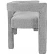 3 Piece Boulce Upholstered Dining Chairs and Bench Set in Gray