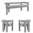 3 Piece Boulce Upholstered Dining Chairs and Bench Set in Gray