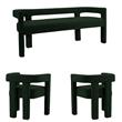 3 Piece Boulce Upholstered Dining Chairs and Bench Set in Green
