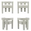 4 Piece Boulce Upholstered Dining Chairs Set in Cream
