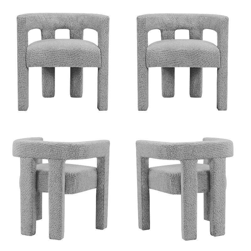 4 Piece Boulce Upholstered Dining Chairs Set in Gray