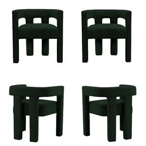 4 Piece Boulce Upholstered Dining Chairs Set in Green
