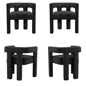 4 Piece Boulce Upholstered Dining Chairs Set in Black
