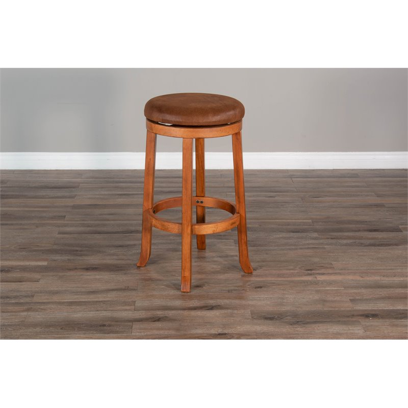 Home Bar and Swivel Bar Stools in Rustic Oak 3 Piece Set
