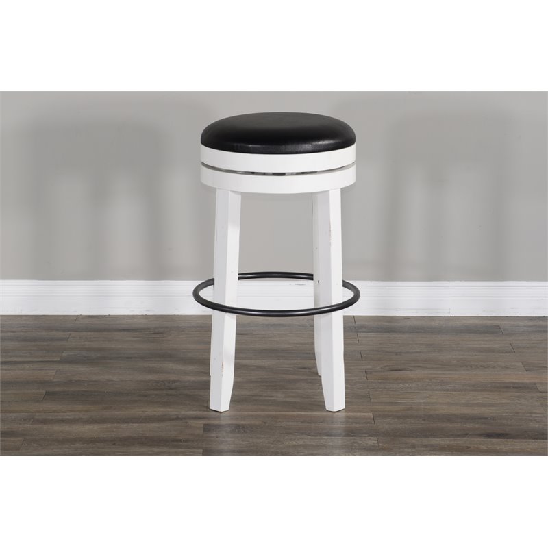 Home Bar and Swivel Bar Stool in European Cottage White 3 Piece Set