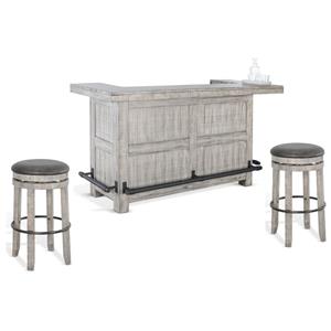 Home Bar and Swivel Bar Stools in Alpine Gray 3 Piece Set