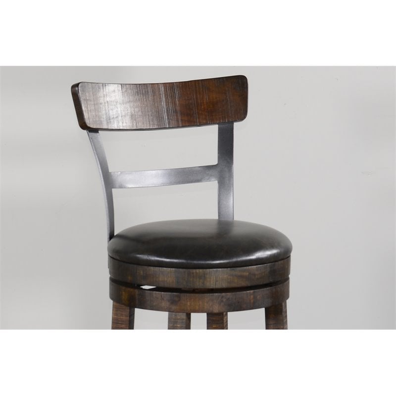 Home Bar and Swivel Bar Stools with Back in Tobacco Leaf 3 Piece Set