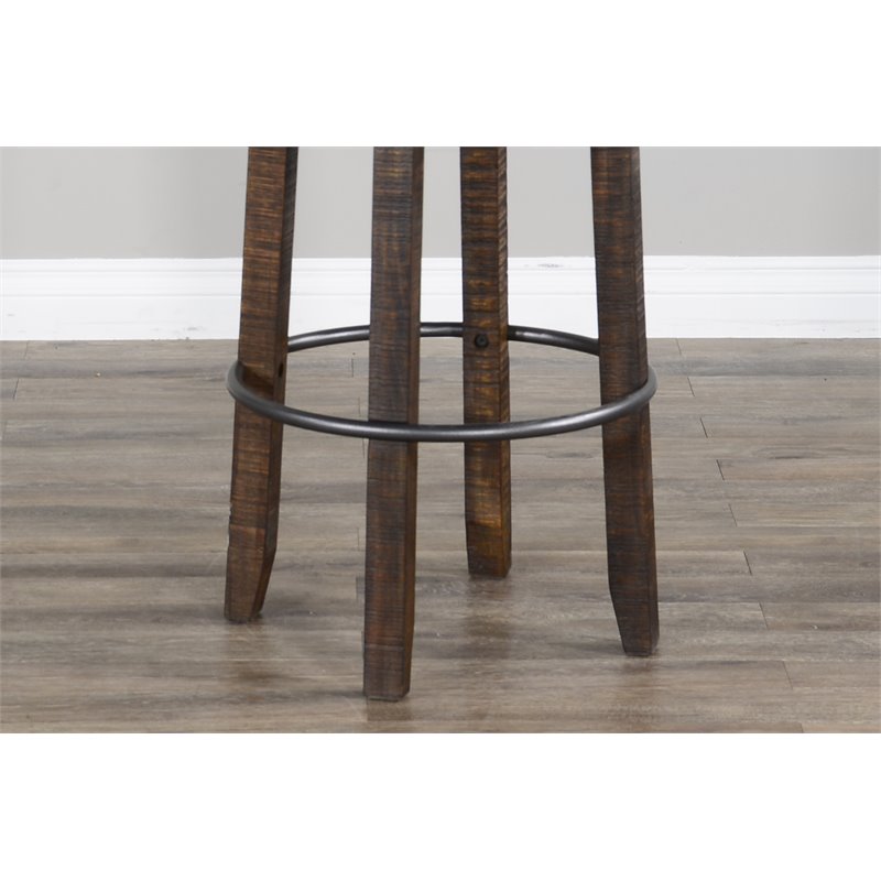 Home Bar and Swivel Bar Stools with Back in Tobacco Leaf 3 Piece Set