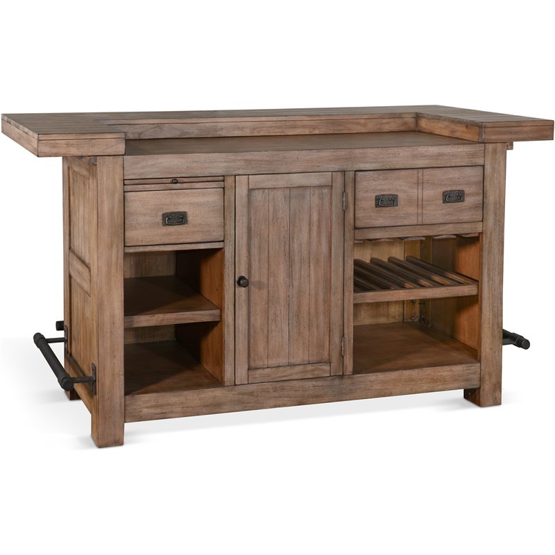 Home Bar and Swivel Bar Stools with Back in Taupe Brown 3 Piece Set