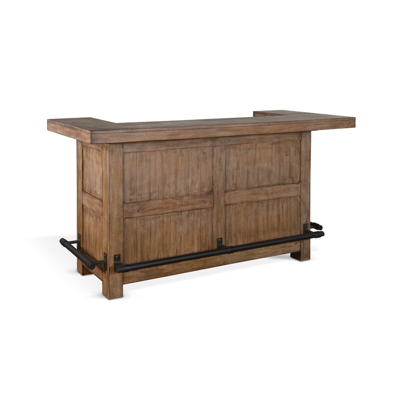 Home Bar and Swivel Bar Stools with Back in Taupe Brown 3 Piece Set
