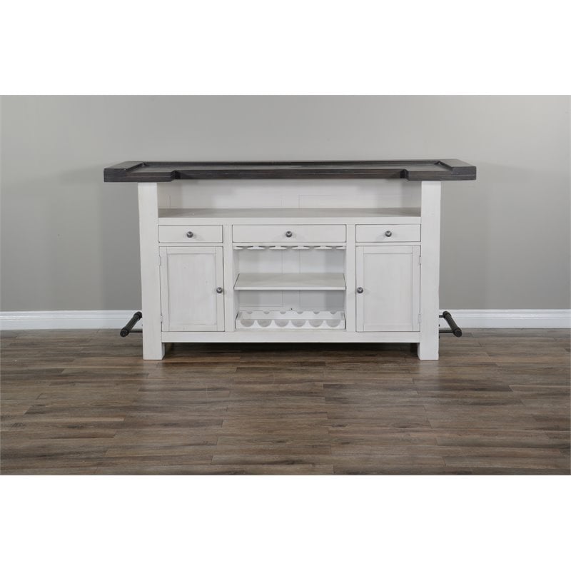 Home Bar and Swivel Bar Stools with Back in European Cottage White 3 Piece Set