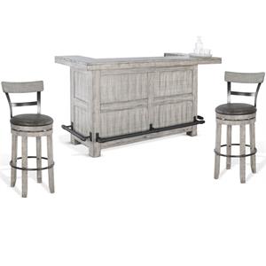 3 Piece Home Bar and Bar Stools Set in Alpine Gray