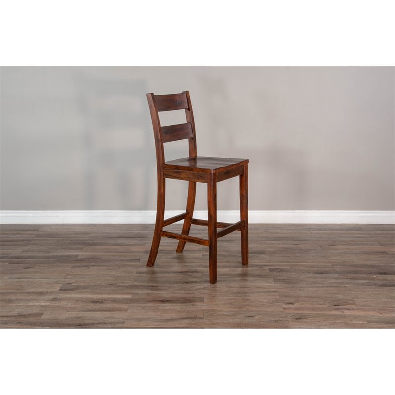 Home Bar and Ladderback Bar Stools in Vintage Mocha 3 Piece Set
