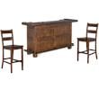 Home Bar and Ladderback Bar Stools in Vintage Mocha 3 Piece Set