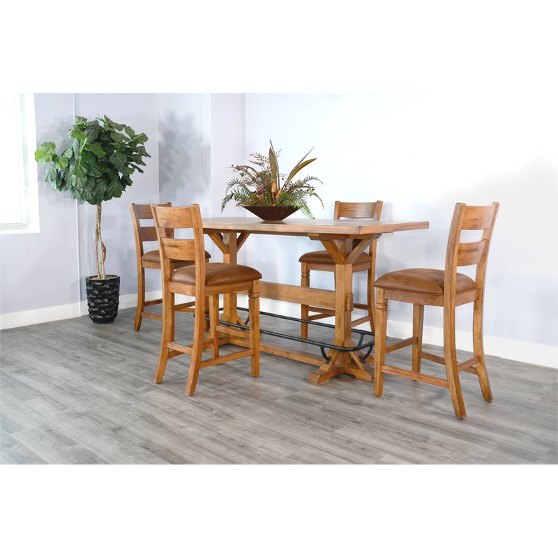 Home Bar and Ladderback Bar Stools in Rustic Oak 3 Piece Set