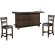 Home Bar and Ladderback Bar Stools in Tobacco Leaf 3 Piece Set
