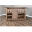 Home Bar and Storage Buffet Cabinet with Hutch in Taupe Brown 2 Piece Set