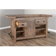 Home Bar and Storage Buffet Cabinet with Hutch in Taupe Brown 2 Piece Set