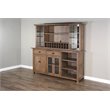 Home Bar and Storage Buffet Cabinet with Hutch in Taupe Brown 2 Piece Set