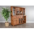 Home Bar and Storage Buffet Cabinet with Hutch in Rustic Oak (2 Piece Set)