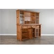 Home Bar and Storage Buffet Cabinet with Hutch in Rustic Oak (2 Piece Set)