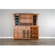 Home Bar and Storage Buffet Cabinet with Hutch in Rustic Oak (2 Piece Set)