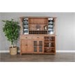 Home Bar and Storage Buffet Cabinet with Hutch in Rustic Oak (2 Piece Set)
