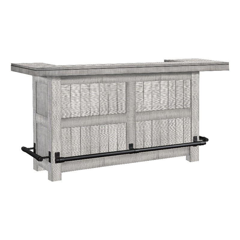 Home Bar and Storage Buffet Cabinet with Hutch in Alpine Gray 2 Piece Set