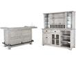 Home Bar and Storage Buffet Cabinet with Hutch in Alpine Gray 2 Piece Set