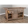 Home Bar and Bar Stools with Cushion in Taupe Brown 3 Piece Set