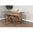 Home Bar and Bar Stools with Cushion in Taupe Brown 3 Piece Set