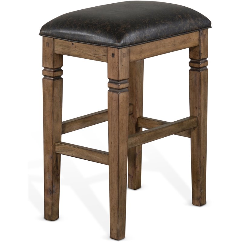 Home Bar and Bar Stools with Cushion in Taupe Brown 3 Piece Set