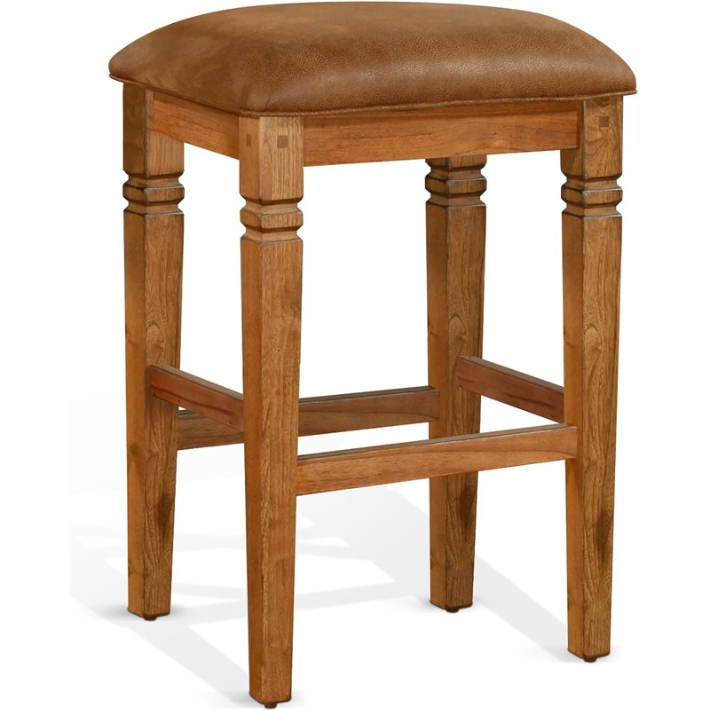 Home Bar and Bar Stools with Cushion in Rustic Oak 3 Piece Set