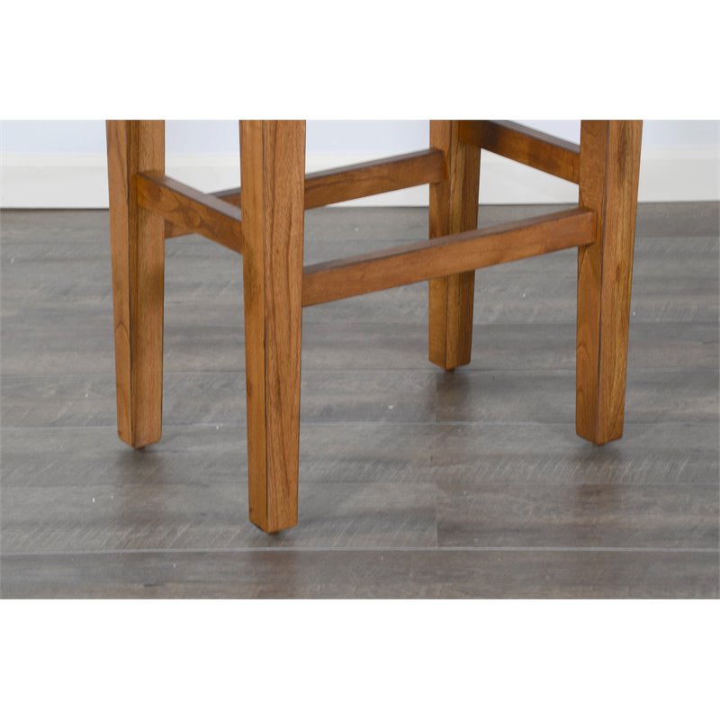 Home Bar and Bar Stools with Cushion in Rustic Oak 3 Piece Set