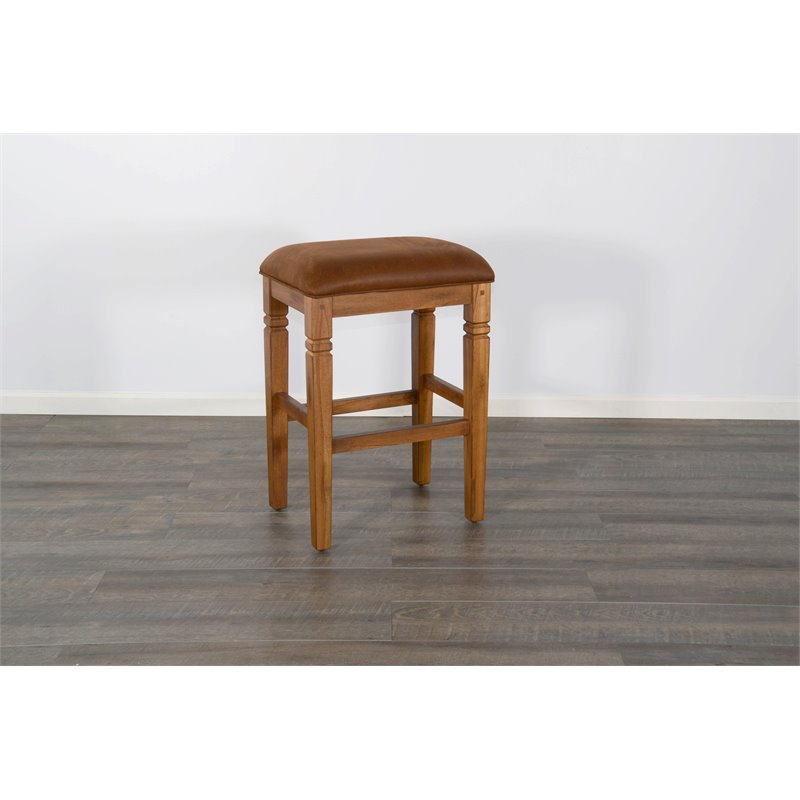 Home Bar and Bar Stools with Cushion in Rustic Oak 3 Piece Set