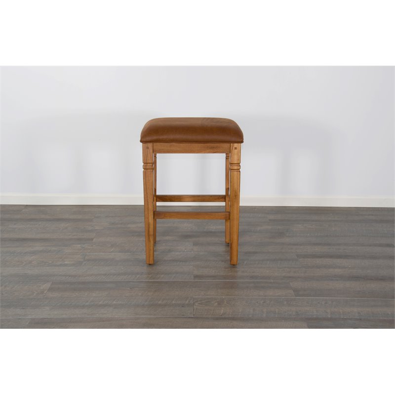 Home Bar and Bar Stools with Cushion in Rustic Oak 3 Piece Set