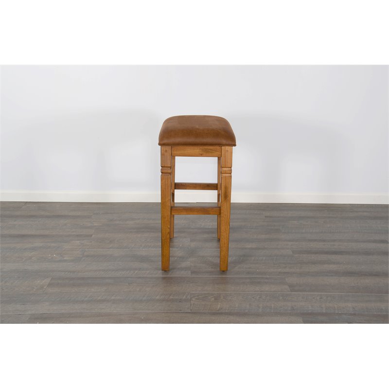 Home Bar and Bar Stools with Cushion in Rustic Oak 3 Piece Set