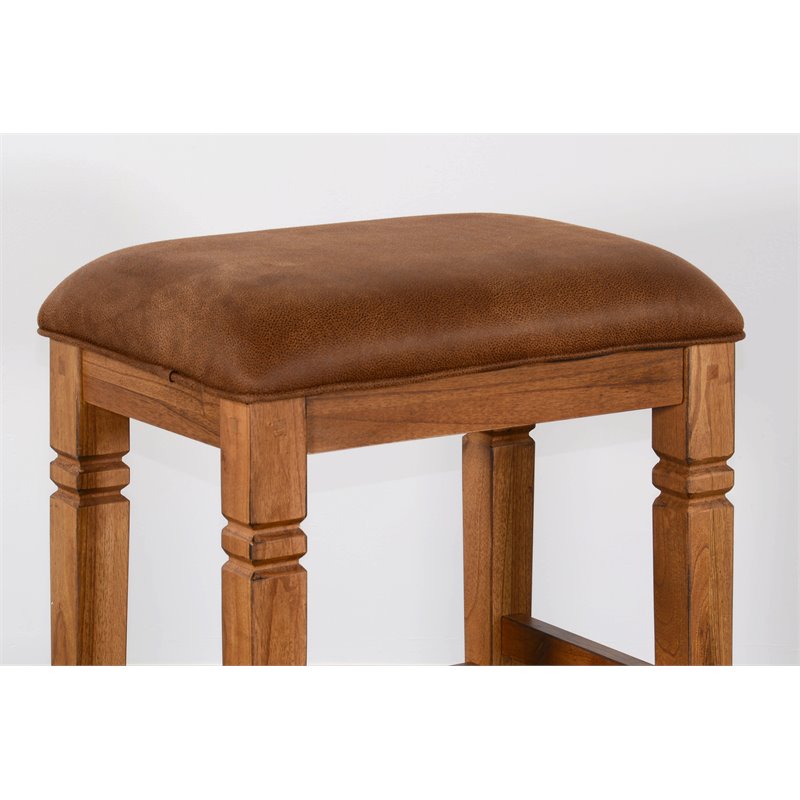 Home Bar and Bar Stools with Cushion in Rustic Oak 3 Piece Set