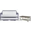 Home Square 2-Piece Set with Daybed with Trundle in Navy & Coffee Table
