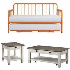 Home Square 3-Piece Set with Daybed with Trundle & Coffee Table & End Table