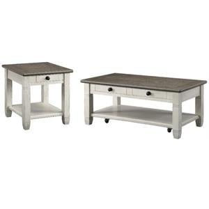 Home Square 2-Piece Set with End Table and Coffee Table in Antique White