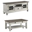 Home Square 2-Piece Set with Coffee Table and TV Stand in Antique White