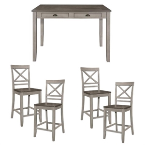 Home Square 5-Piece Set with 1 Dining Tables and 4 Counter Height Chair