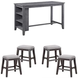 Home Square 5-Piece Set with 4 Counter Stools and Dining Table in Gray