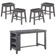 Home Square 5-Piece Set with 4 Counter Stools & Dining Table in Gray